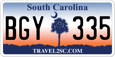 SC license plate BGY335