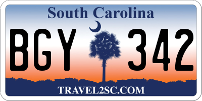 SC license plate BGY342