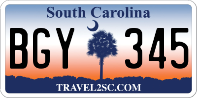 SC license plate BGY345