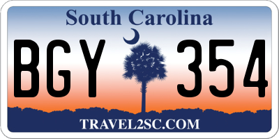 SC license plate BGY354