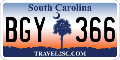 SC license plate BGY366