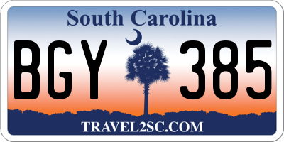SC license plate BGY385