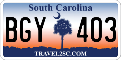 SC license plate BGY403