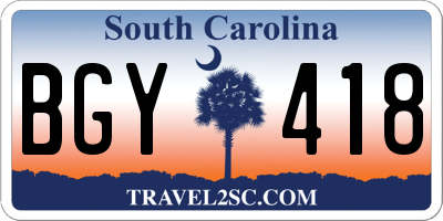 SC license plate BGY418