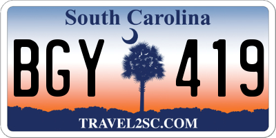 SC license plate BGY419