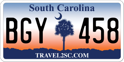 SC license plate BGY458