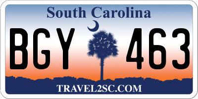 SC license plate BGY463