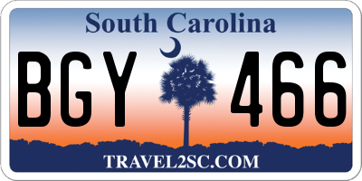 SC license plate BGY466