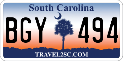SC license plate BGY494