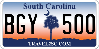SC license plate BGY500