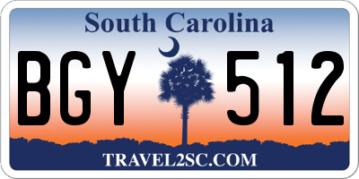 SC license plate BGY512