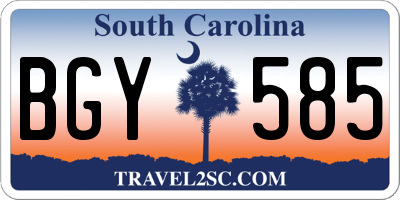 SC license plate BGY585