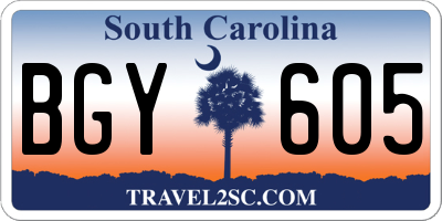 SC license plate BGY605