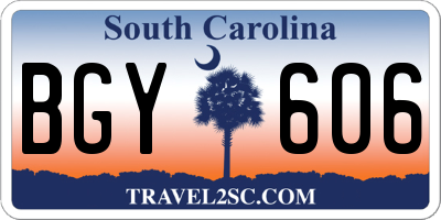 SC license plate BGY606