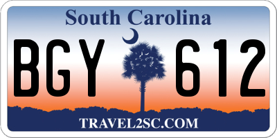 SC license plate BGY612
