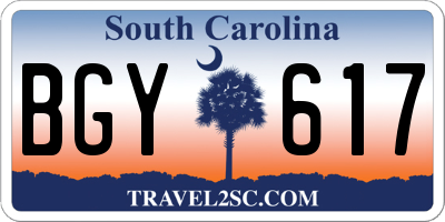SC license plate BGY617