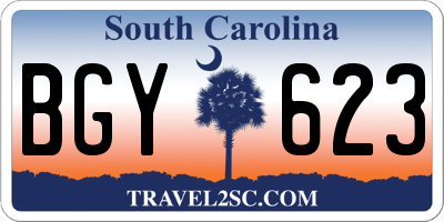 SC license plate BGY623