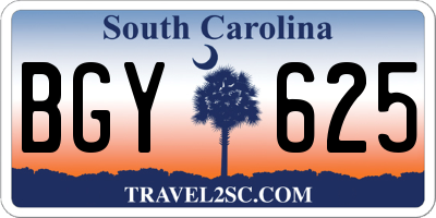SC license plate BGY625