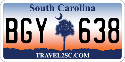 SC license plate BGY638