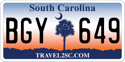 SC license plate BGY649
