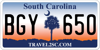 SC license plate BGY650