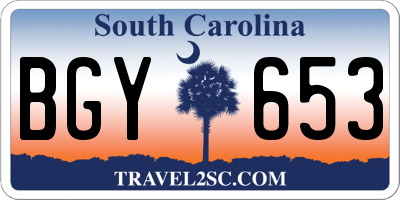 SC license plate BGY653