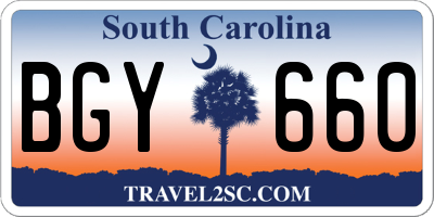 SC license plate BGY660