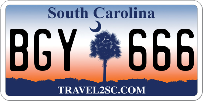 SC license plate BGY666