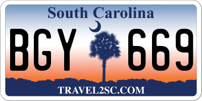 SC license plate BGY669