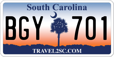 SC license plate BGY701