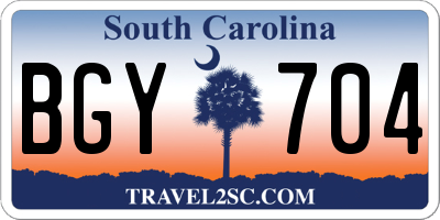 SC license plate BGY704