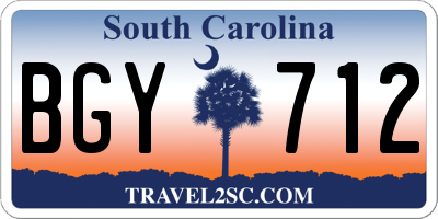 SC license plate BGY712