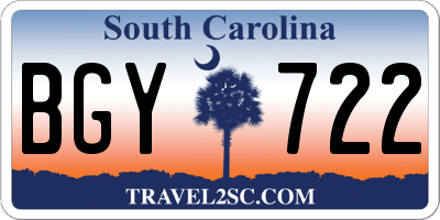 SC license plate BGY722