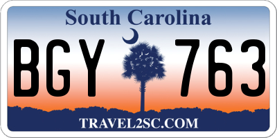 SC license plate BGY763