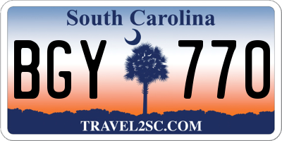 SC license plate BGY770