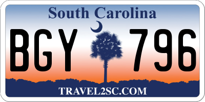 SC license plate BGY796