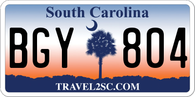 SC license plate BGY804