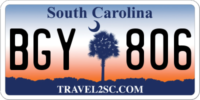 SC license plate BGY806
