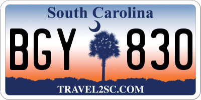 SC license plate BGY830