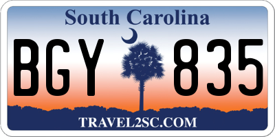 SC license plate BGY835