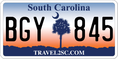 SC license plate BGY845