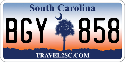 SC license plate BGY858