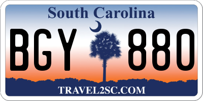 SC license plate BGY880
