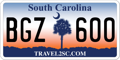 SC license plate BGZ600