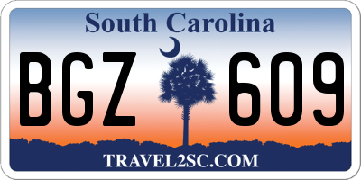 SC license plate BGZ609