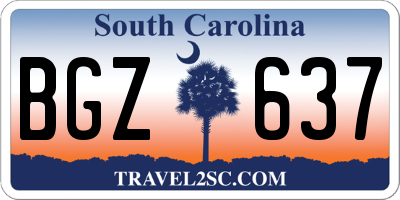 SC license plate BGZ637