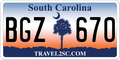 SC license plate BGZ670