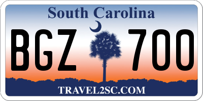 SC license plate BGZ700