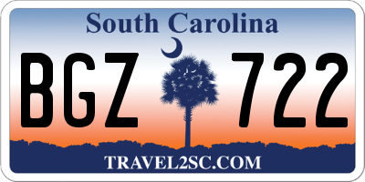 SC license plate BGZ722