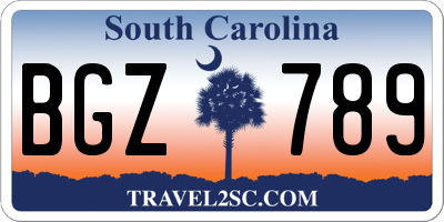 SC license plate BGZ789